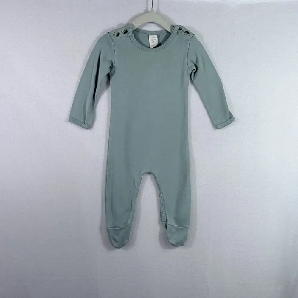 Kate Quinn Teal Green 100% Organic Cotton Long Sleeve Footie Sleeper Size 6-9 M
